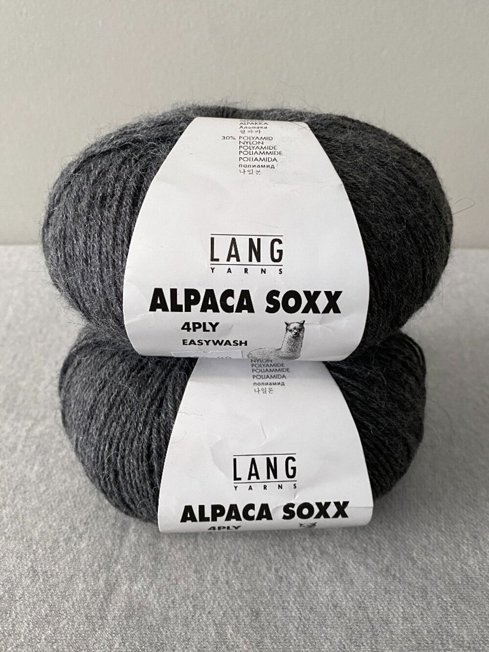 NWT Lang Yarns Alpaca Soxx 4ply Colour 1062.0105 Asphalt Lot of 2